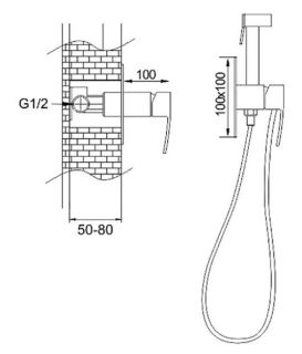 Гигиенический душ со смесителем Rose R1505H-2 чёрный матовый